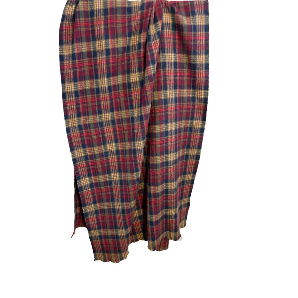Chaps Ralph Lauren Plaid Scarf Wrap Burgundy‎ Navy Tan Tartan Frayed Edge Soft